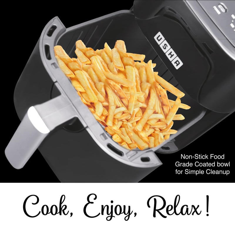 USHA Ichef Air Fryer 45L 10 In 1 Functions Air Frying Baking Roasting Grilling Thawing Slow Toasting And Air Drying Turbo Air CirculationOil Free Cooking Black 1350 Watts - Image 5