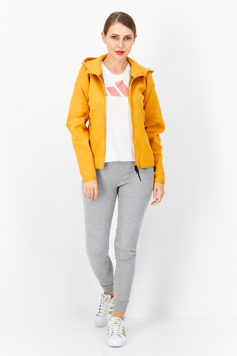 Adidas ملابس رياضية نسائية بأكمام طويلة للياقة البدنية، برتقالي - Image 4