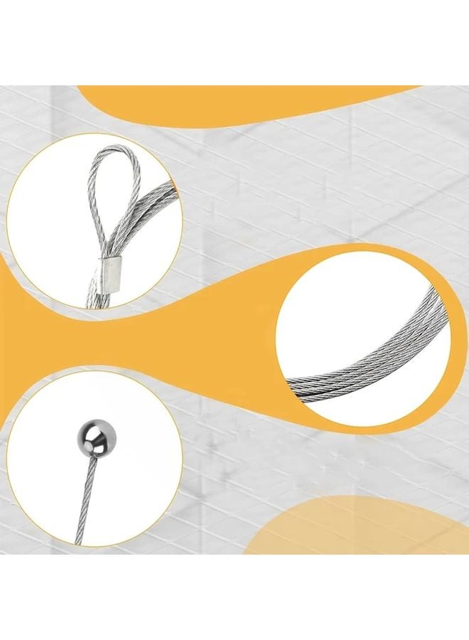 Silvery Stainless Steel Photo Rope With 48 Magnets And Clips For Displaying Photos Postcards - Image 5