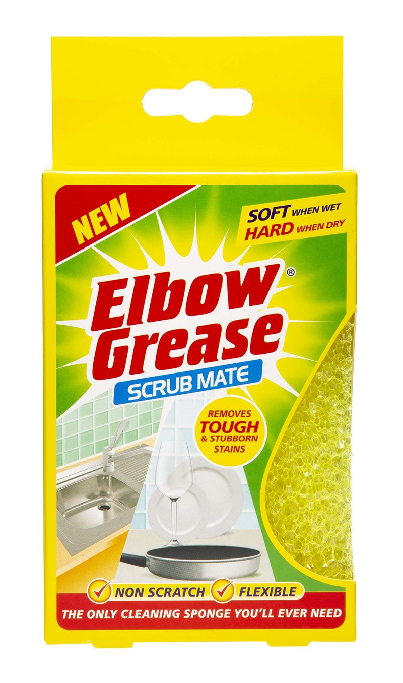 Elbow Grease Scrub Mate Non Scratch Sponge, 7cm wide x 11.5cm high x 3.5cm | Removes Tough & Stubborn Stains | Soft When Wet & Hard When Dry - Image 1