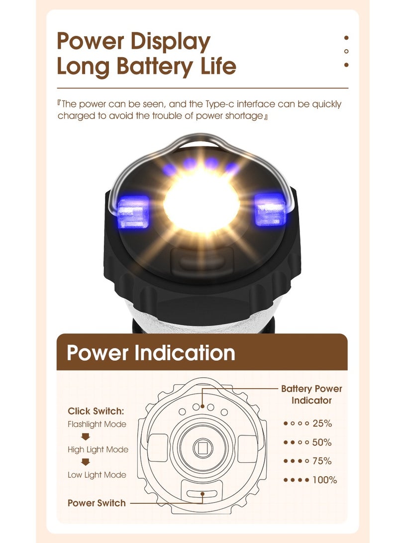المحمولة التخييم ضوء مع المغناطيسي أوسب قابلة للشحن 3 طرق الإضاءة التخييم فانوس في الهواء الطلق مصباح ليد جيب خيمة مخيم لوازم - Image 3