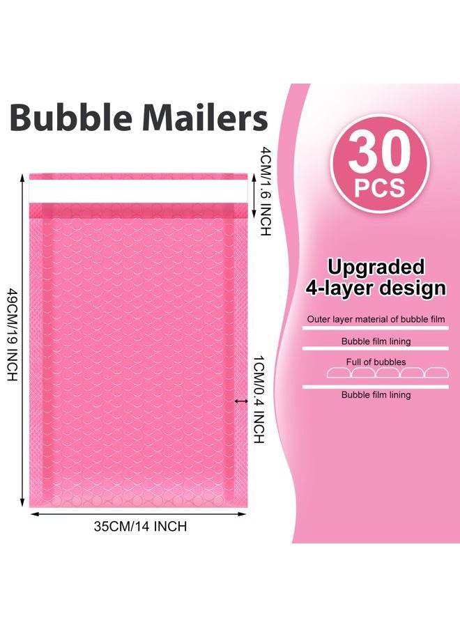 Henoyso 30 Pcs 14 x 19 Inches Bubble Mailers Resealable Padded Envelopes Waterproof Shipping Envelopes Bubble Envelopes for Mailing Packaging Small Business (Pink) - Image 2
