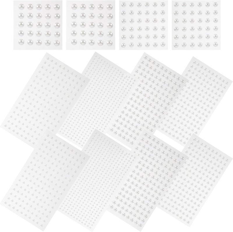 OSALADI 12pcs Self-Adhesive Pearl Stickers Decorative Craft Pearls for Scrapbooking and Face Makeup for DIY Art Projects and Party Decor - Image 1