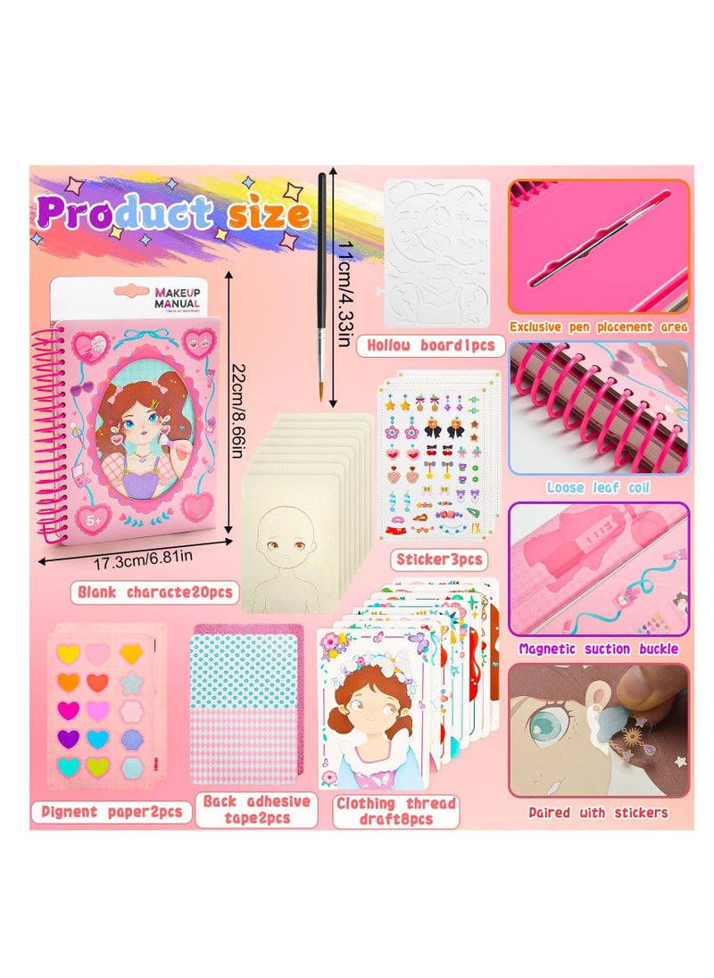 SYOSI - Poke Art DIY Toys for Girls, Warmyard Childhood Infinite Dream Hand-Painted Poke Art 3D Cartoon Change Dress Educational Toys Pocket Watercolor Painting Book Poke Fun Painting for Kids - Image 1