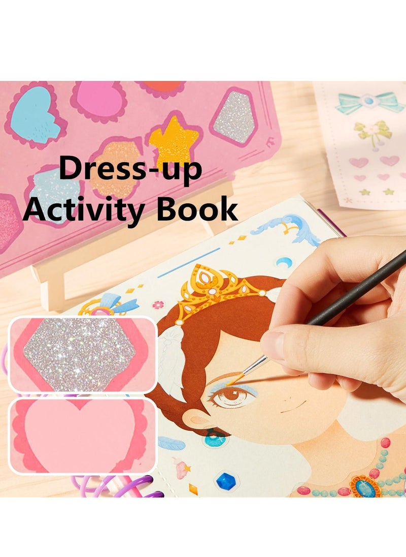SYOSI - Poke Art DIY Toys for Girls, Warmyard Childhood Infinite Dream Hand-Painted Poke Art 3D Cartoon Change Dress Educational Toys Pocket Watercolor Painting Book Poke Fun Painting for Kids - Image 1