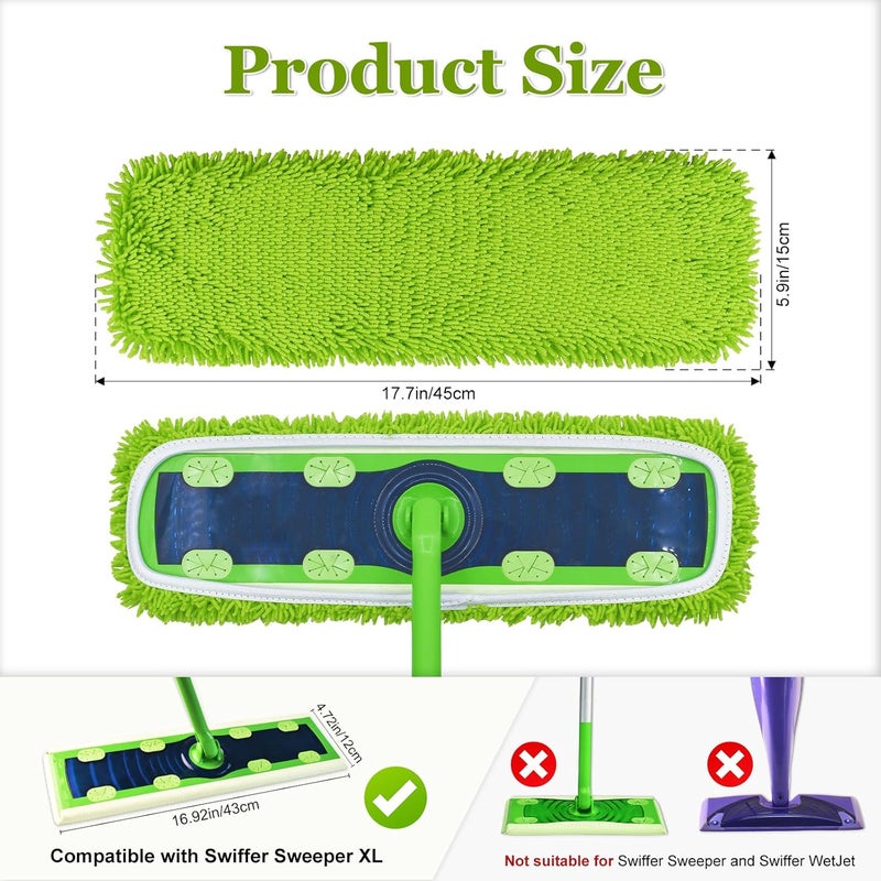 وسائد مكنسة XL متوافقة مع مكنسة Swiffer XL، مناديل تنظيف جافة مقاس X-Large، ملء لوسائد تنظيف رطبة مقاس XL، مناديل تنظيف رطبة قابلة لإعادة الاستخدام وقابلة للغسيل مصنوعة من الألياف الدقيقة عالية الجودة لتنظيف الأرضيات الخشبية، عبوة تحتوي على 4 قطع. - Image 4