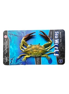 Galaxy Toys Crab - Realistic Greenish-Yellow Crab Toy with Blue-Tipped Appendages