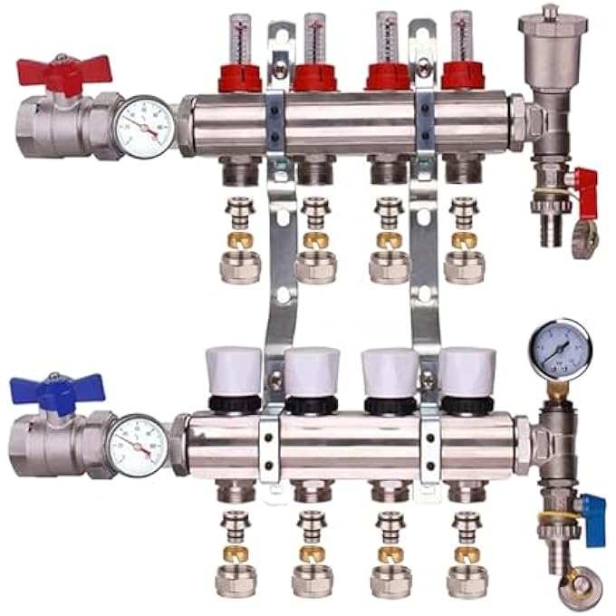 4 PORT MANIFOLD UNDERFLOOR HEATING: EFFICIENT HEATING SOLUTION FOR YOUR HOME MAXIMIZE COMFORT STURDY DESIGN EASY INSTALLATION SUITABLE FOR WATER-BASED RADIANT FLOOR HEATING SYSTEMS - Image 1