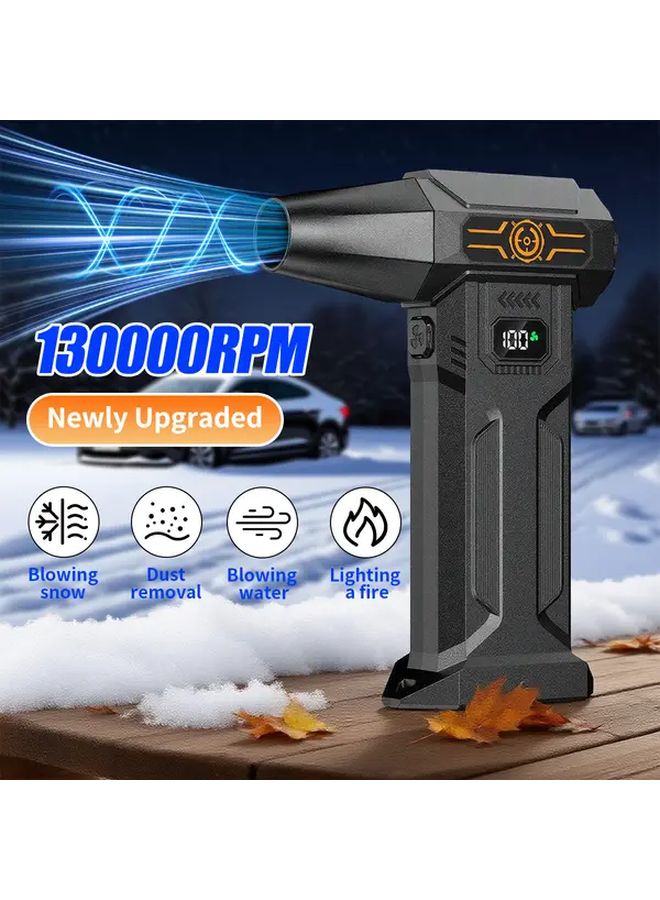 Black Mini Storm Turbine Fan High Speed Turbo Blower For Car Workshop Camping - Image 1