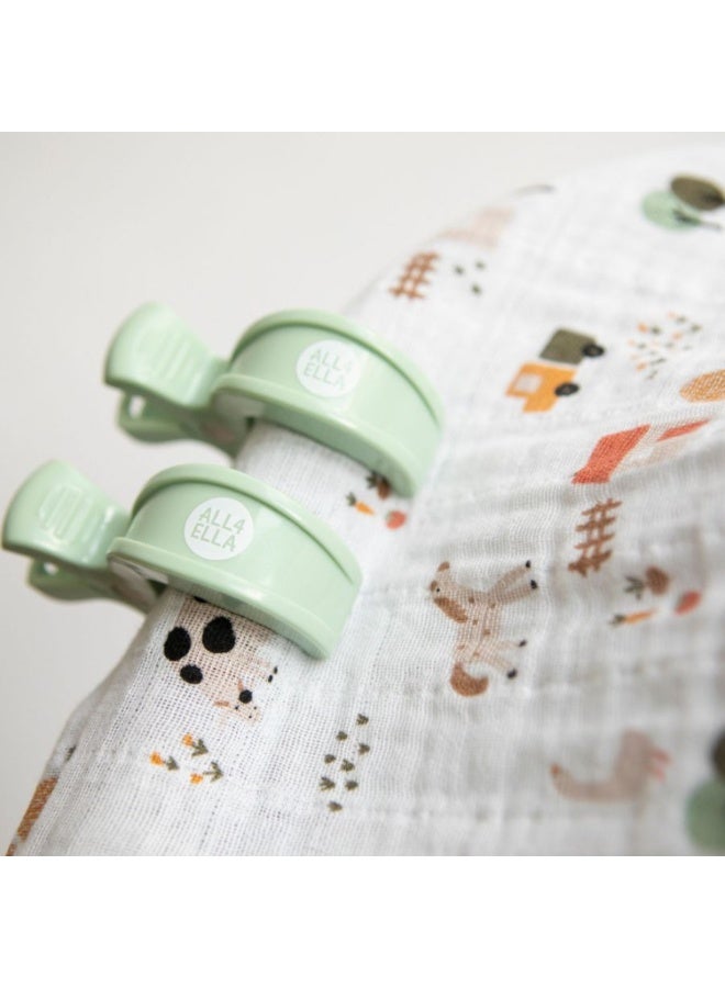 All4Ella Organic Muslin Swaddle & Pram Peg Gift Set - Image 3