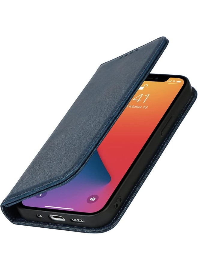 For IPhone 13 Wallet Case With Card Holder PU Leather Magnetic Case Kickstand Feature Shockproof Protective Flip Cover Case For IPhone 13 - Blue - Image 4