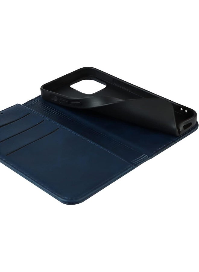 For IPhone 13 Wallet Case With Card Holder PU Leather Magnetic Case Kickstand Feature Shockproof Protective Flip Cover Case For IPhone 13 - Blue - Image 5
