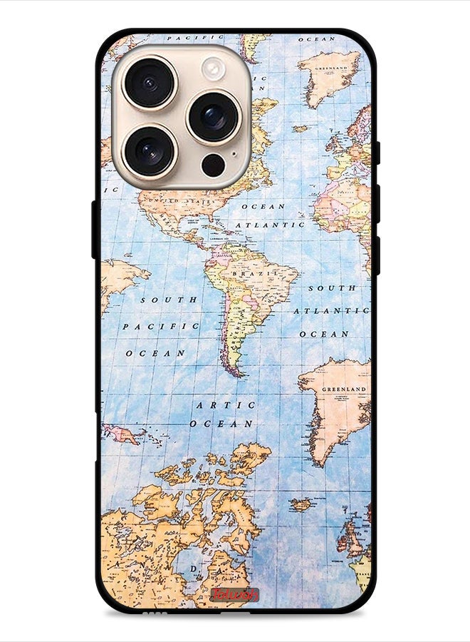 Tolwak Apple iPhone 16 Pro Protective Case Cover World Map - Image 1