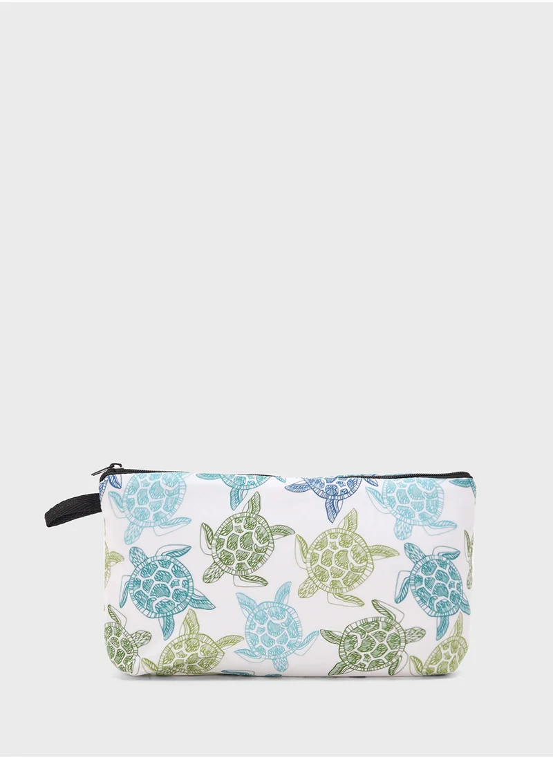 Ginger Turtle Print Cosmetic Bag