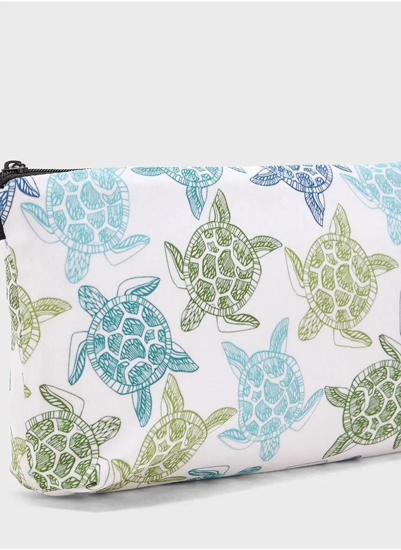 Ginger Turtle Print Cosmetic Bag