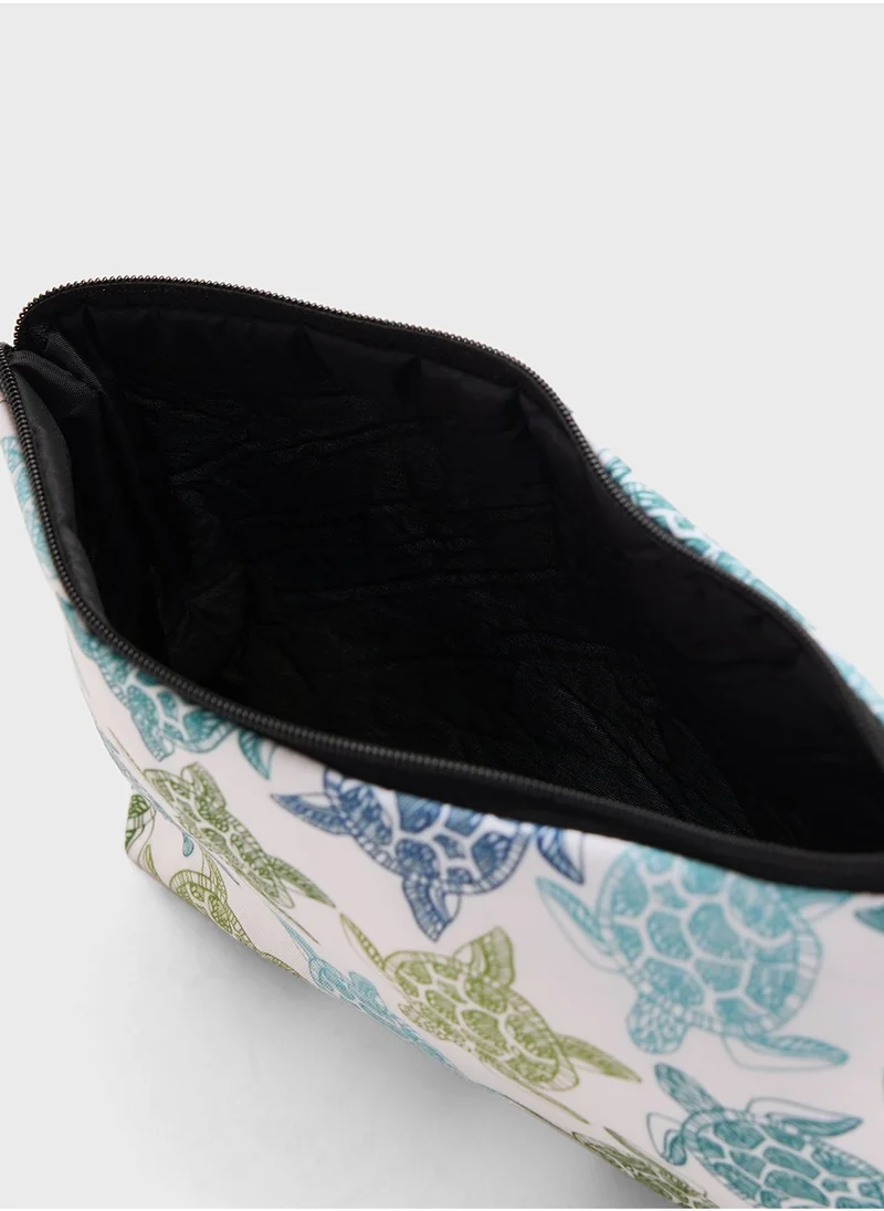 Ginger Turtle Print Cosmetic Bag
