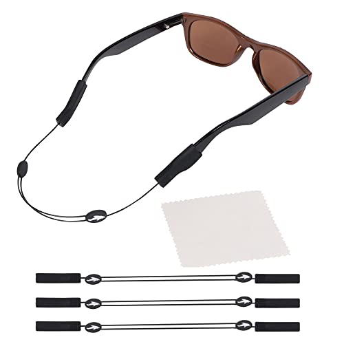 Sidelinx Adjustable Eyeglass Strap (3 Pack Shark Style) - No Tail Sunglass Strap - Eyewear String Holder - With Bonus Glasses Cleaning Cloth - 3 Pack - Image 1