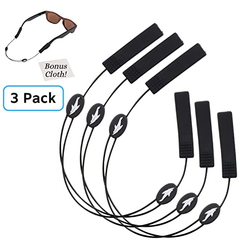 Sidelinx Adjustable Eyeglass Strap (3 Pack Shark Style) - No Tail Sunglass Strap - Eyewear String Holder - With Bonus Glasses Cleaning Cloth - 3 Pack - Image 2