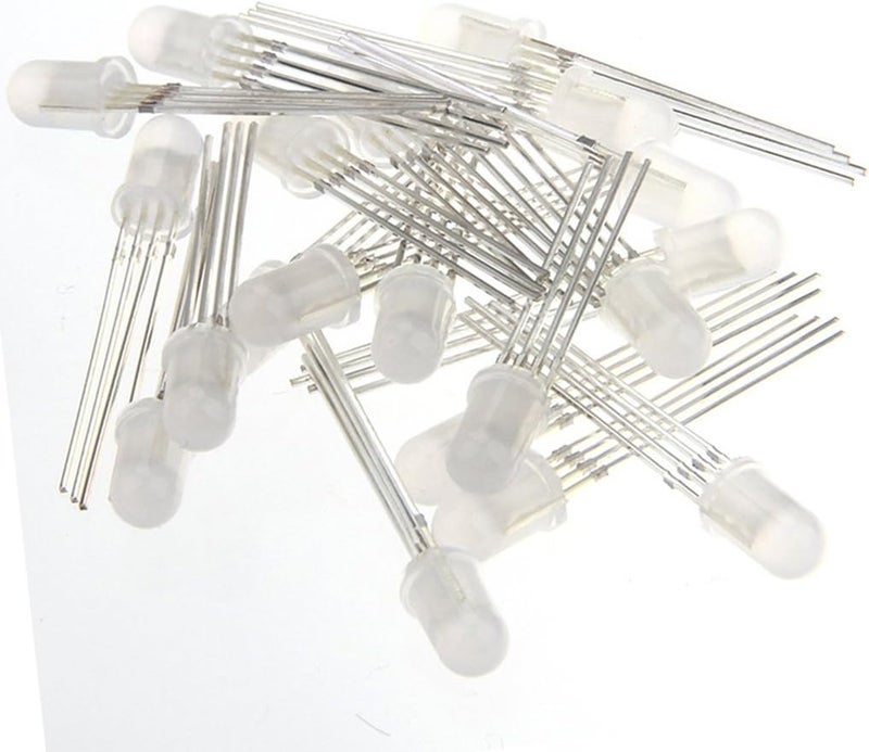 NewZoll 50 pcs 5mm 4 pin RGB Multicolor LED Common Cathode LED for Arduino DIY  - Image 1