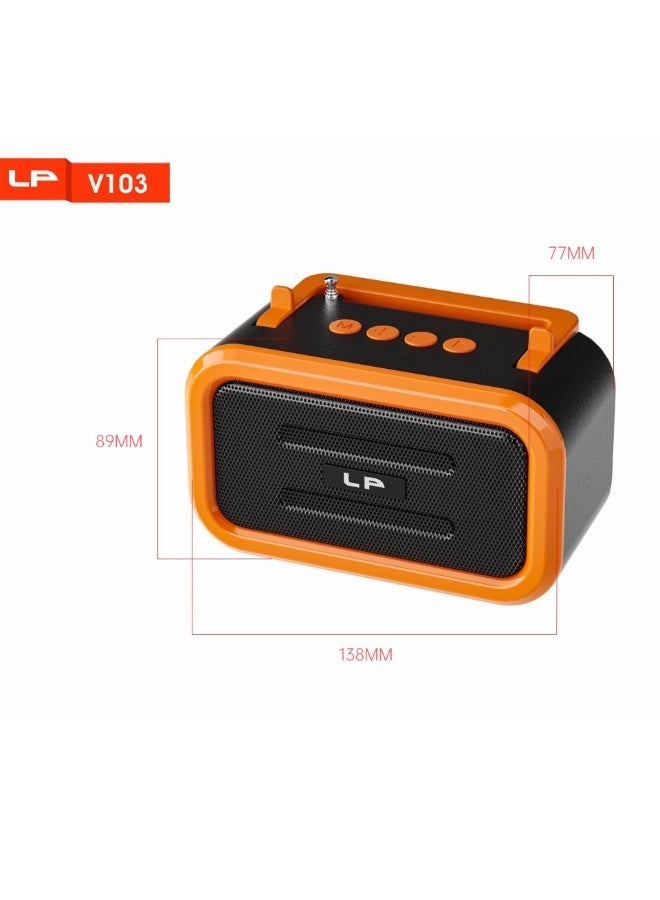 ال بي مكبر صوت بلوتوث لاسلكي محمول LP-V103 - صوت ستيريو جهير مع هوائي خارجي، صوت محيطي ثلاثي الأبعاد، راديو FM، يدعم USB/TF/AUX، مكبر صوت للمكالمات بدون استخدام اليدين، قابل لإعادة الشحن - Image 5