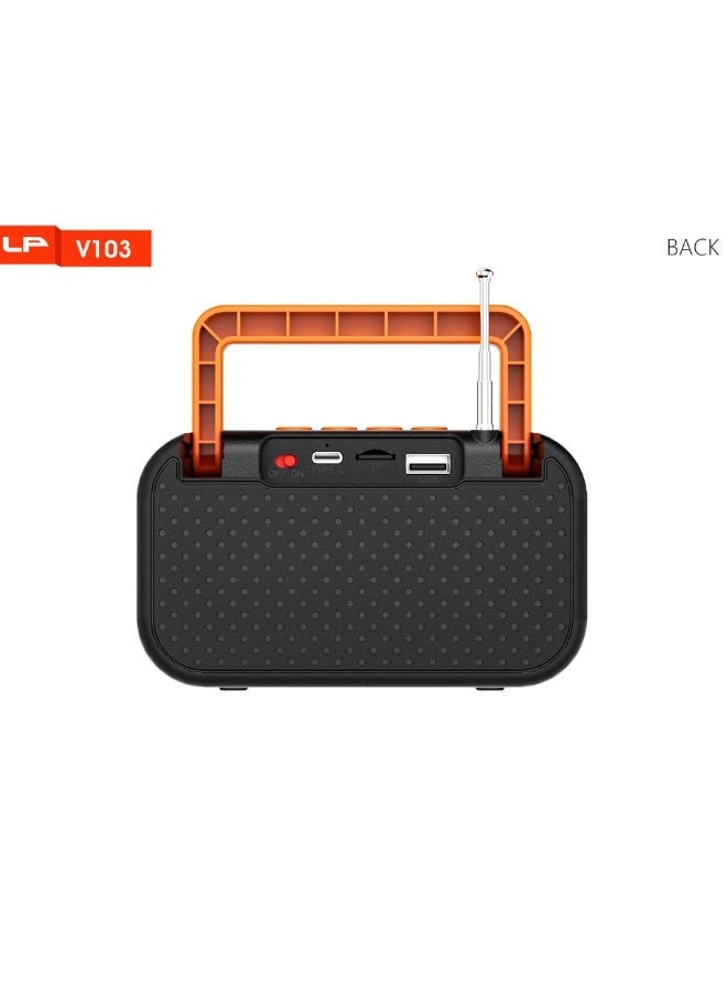 ال بي مكبر صوت بلوتوث لاسلكي محمول LP-V103 - صوت ستيريو جهير مع هوائي خارجي، صوت محيطي ثلاثي الأبعاد، راديو FM، يدعم USB/TF/AUX، مكبر صوت للمكالمات بدون استخدام اليدين، قابل لإعادة الشحن - Image 4