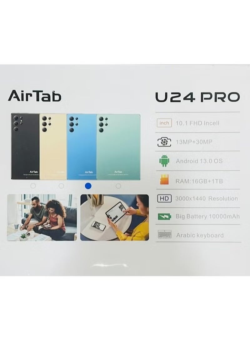 AirTab U24 Pro Smart Tablet 10.1-Inch FHD Display, 16GB RAM, 1TB ROM with Arabic Keyboard – Sleek Black Android Tablet for Work, Study & Entertainment with Long Battery Life and High-Speed Performance - Image 3