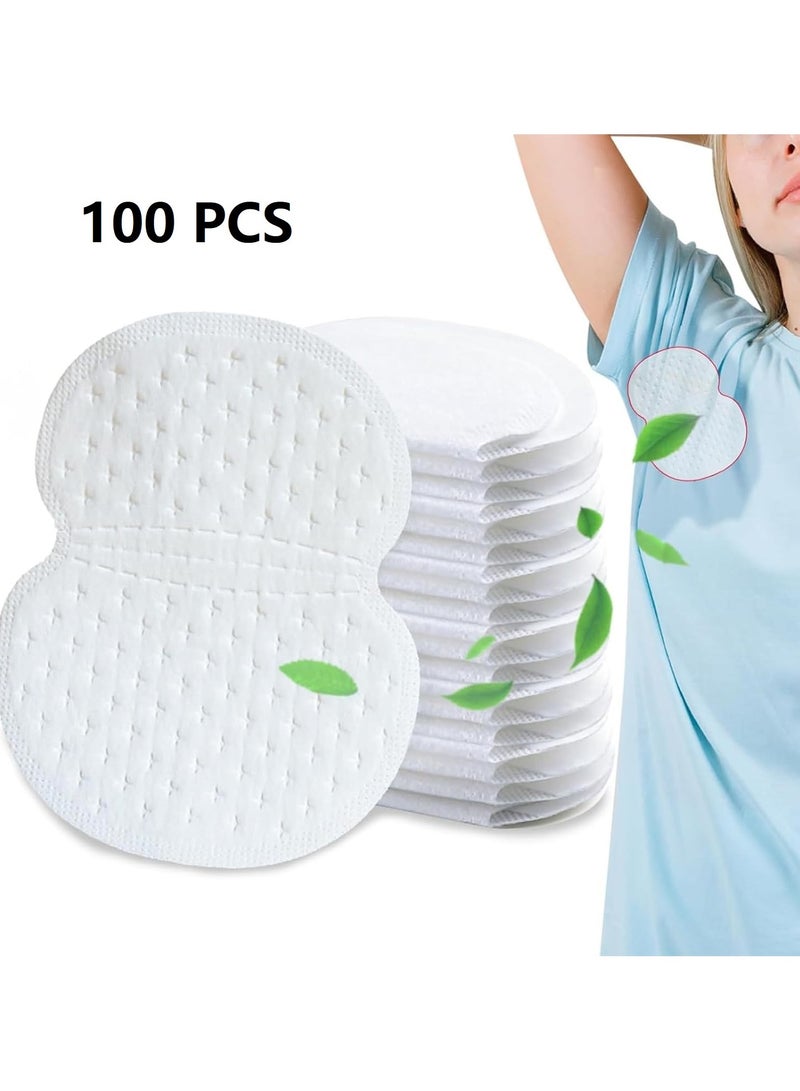 ١٠٠ قطعة من ضمادات العرق تحت الإبط للاستخدام مرة واحدة للنساء والرجال، درع فاخر غير مرئي، لاصق إضافي، مريحة وبدون رائحة، ضمادات ماصة للعرق لمكافحة فرط التعرق - Image 1