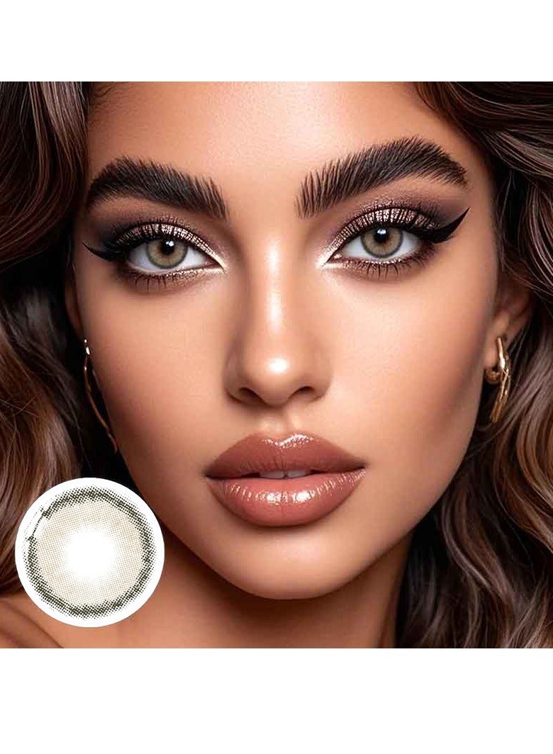 يواي عدسات لاصقة ملونة سنوية باللون البني الطبيعي (نود) - عدسات تجميلية للجنسين - عدسات موضة طبيعية - مع علبة تخزين  - Image 1