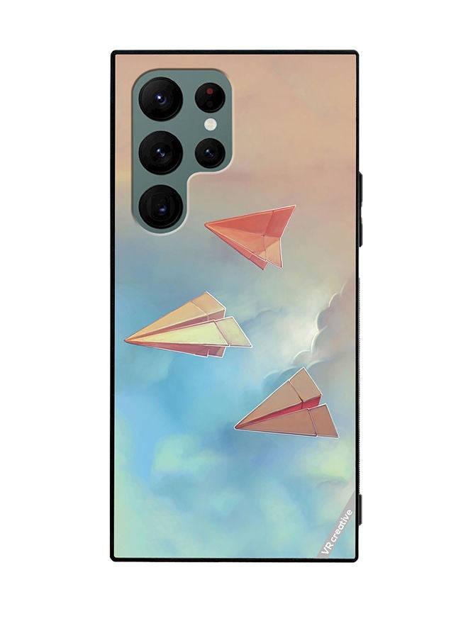 VR CREATIVE Protective Case Cover For Samsung Galaxy S22 Ultra 5G Paper Plane Design Design Multicolour - Image 1