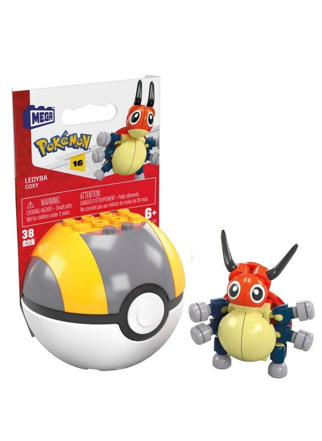 Mega Brands Mega Pokemon Ledyba Building Set with 38 Compatible Bricks and Pieces and Poke Ball, Toy Gift Set for Ages 6 and up  - Image 1