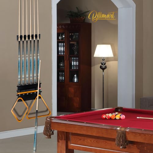 Billmart Wall Mount Pool Stick Holder - Billiards Pool Cue Rack for 6 Cues Sticks Storage Pool Table Accessories, Black - Image 4