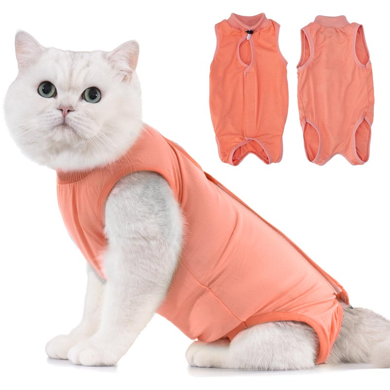 Avont Cat Recovery Suit Kitten Onesie for Cats After Surgery Cone of Shame Alternative Surgical Spay Suit for Female Cat PostSurgery or Skin Diseases Protection CoralS - Image 2