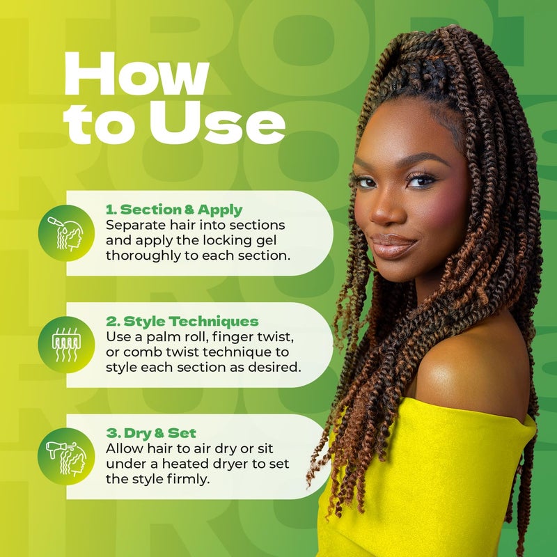Bronner Bros Tropical Roots Firm Locking Gel - Loc & Twist Gel Ideal for Braids, Twists & Locs with Pineapple & Guava Extracts, Vitamins B5 & B12 - Strong Hold, Non-Flaking, Moisture & Shine - 6oz - Image 5