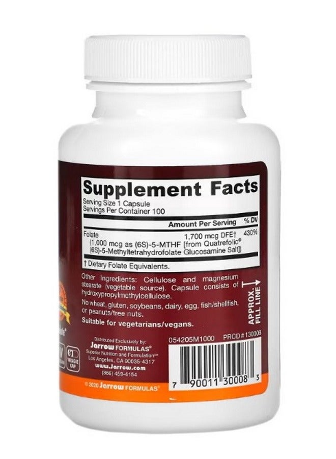 jarrow formulas Methyl Folate 1000 mcg 100 Veggie Caps - Image 2