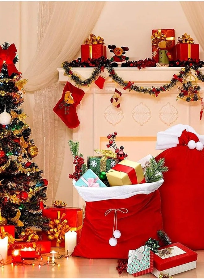 ماركة غير محددة Large Santa Claus  Bag – Tear-resistant, Reusable, Soft Drawstring Sack  - Image 2