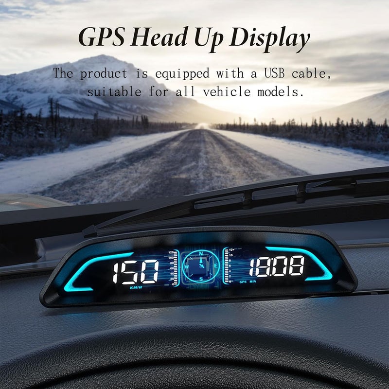 AZIJYV عداد سرعة GPS، شاشة عرض أمامية للسيارات G3، عداد سرعة رقمي للسيارة مع السرعة، إنذار القيادة المتعبة، إنذار السرعة الزائدة، عداد سرعة للسيارة لجميع المركبات - Image 2