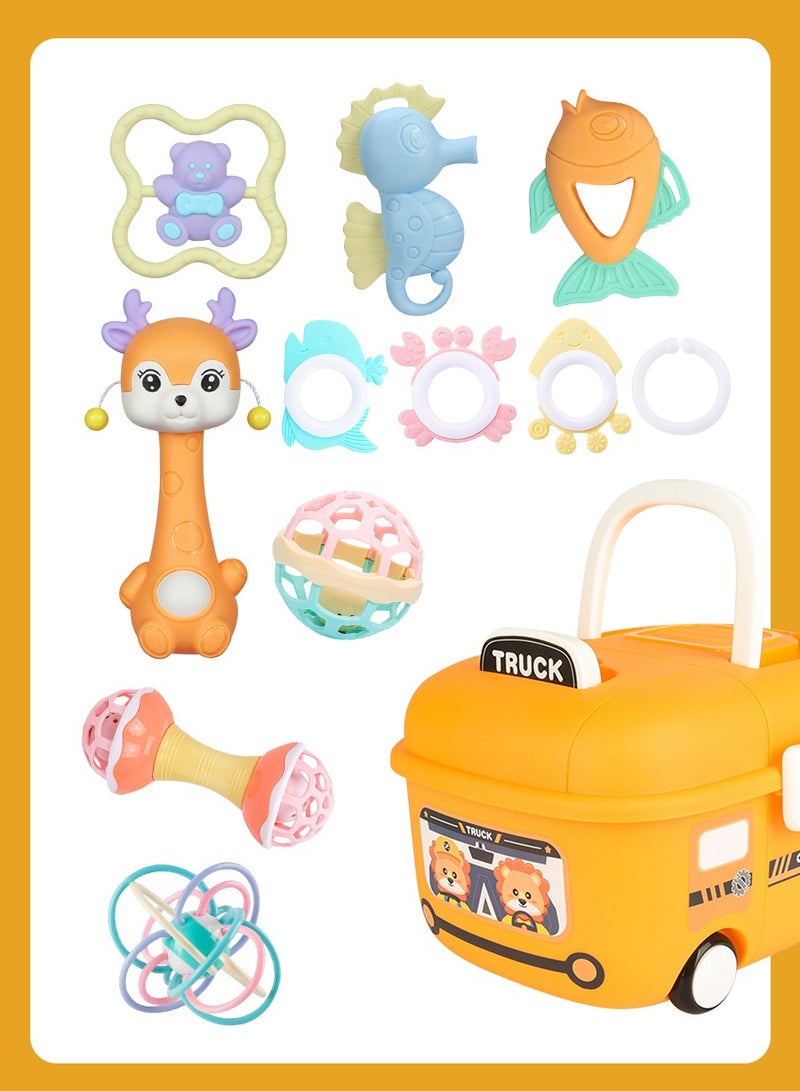 BEIRUI 11 قطعة ألعاب تسنين للأطفال، ألعاب رنين للأطفال، مجموعة ألعاب حسية كرات دوارة قابلة للإمساك، سيليكون بدرجة غذائية للأطفال من 0-24 شهر، هدايا ألعاب للأطفال الأولاد والبنات، مجموعة ألعاب للتعلم المبكر. - Image 3