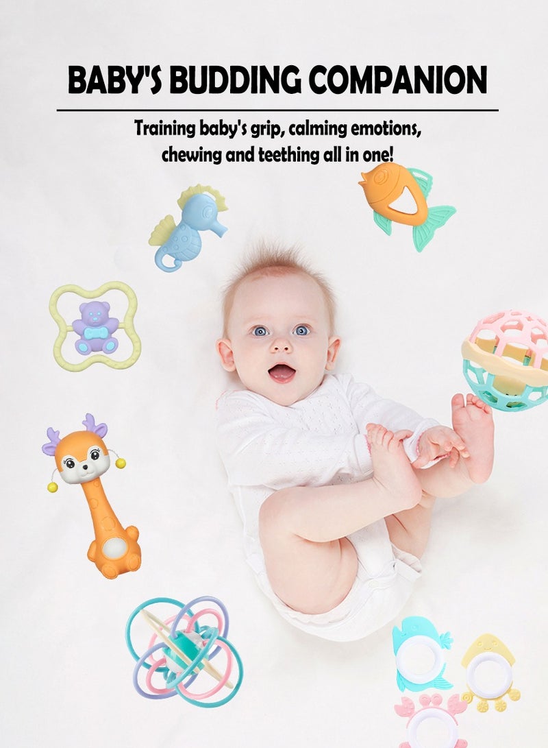BEIRUI 11 قطعة ألعاب تسنين للأطفال، ألعاب رنين للأطفال، مجموعة ألعاب حسية كرات دوارة قابلة للإمساك، سيليكون بدرجة غذائية للأطفال من 0-24 شهر، هدايا ألعاب للأطفال الأولاد والبنات، مجموعة ألعاب للتعلم المبكر. - Image 5