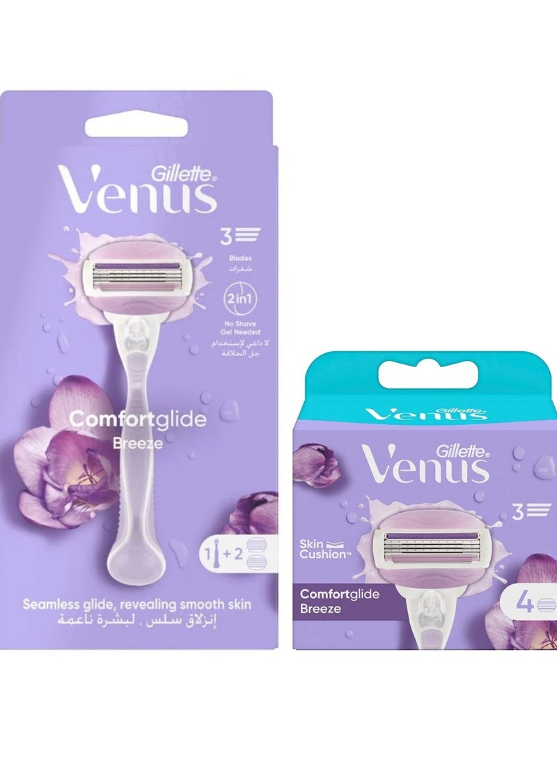 فينوس مجموعة جيليت فينوس كومفورت جلايد بريز: مقبض حلاقة + ٦ شفرات بديلة - Image 1