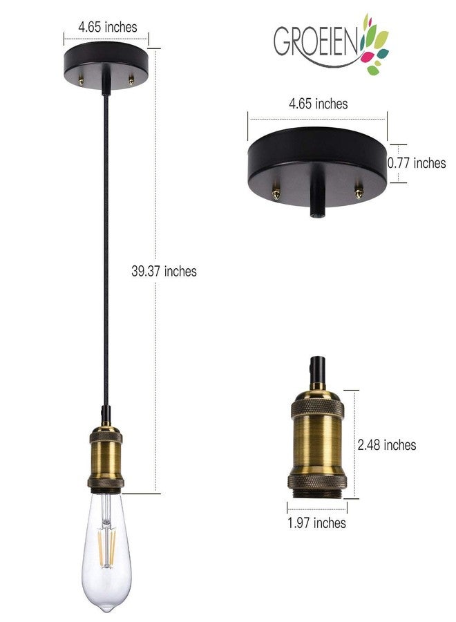 Groeien Vintage Mini Pendant Light Single Socket E26/ E27 Base Woven Fabric Cord Hanging Light Kit for Home Corridor Studio Office (Bulbs are not Included, Black) - Image 3