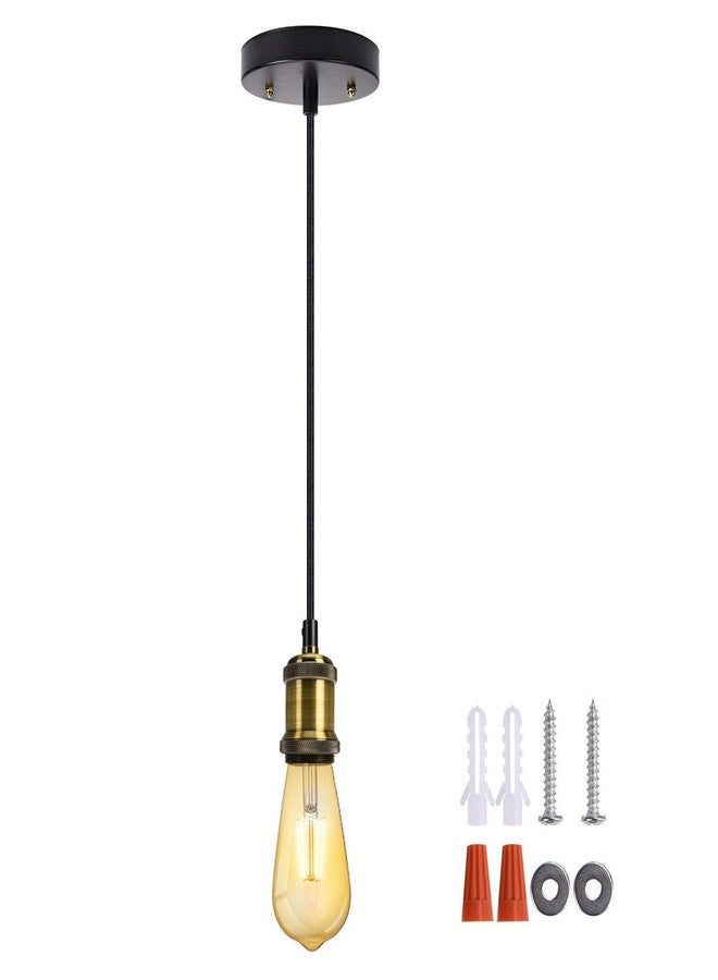 Groeien Vintage Mini Pendant Light Single Socket E26/ E27 Base Woven Fabric Cord Hanging Light Kit for Home Corridor Studio Office (Bulbs are not Included, Black) - Image 1