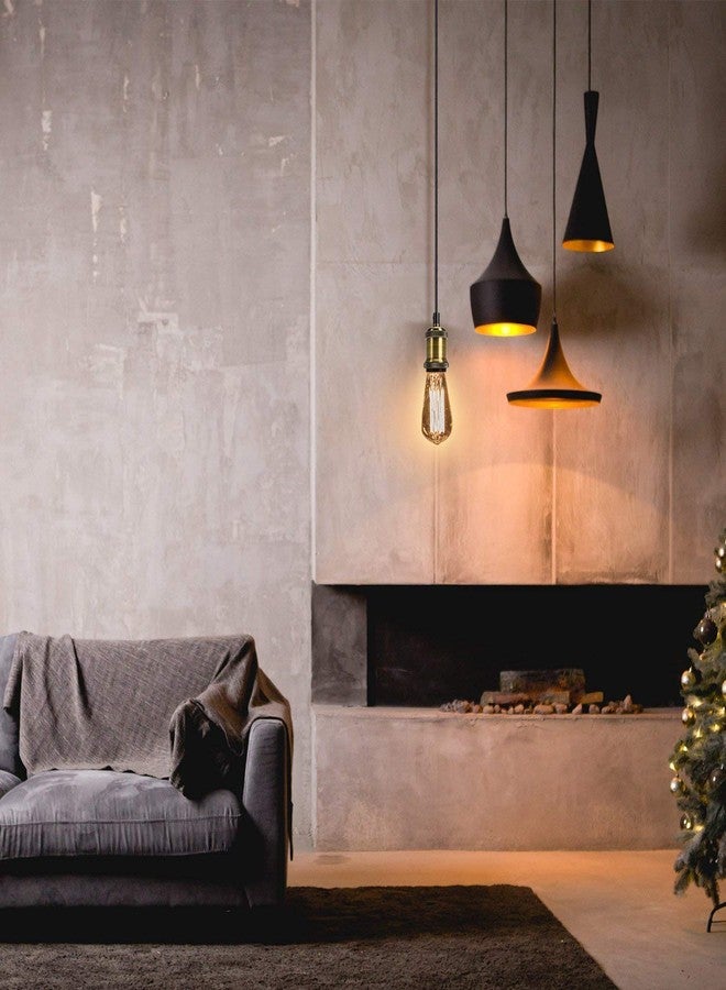 Groeien Vintage Mini Pendant Light Single Socket E26/ E27 Base Woven Fabric Cord Hanging Light Kit for Home Corridor Studio Office (Bulbs are not Included, Black) - Image 5