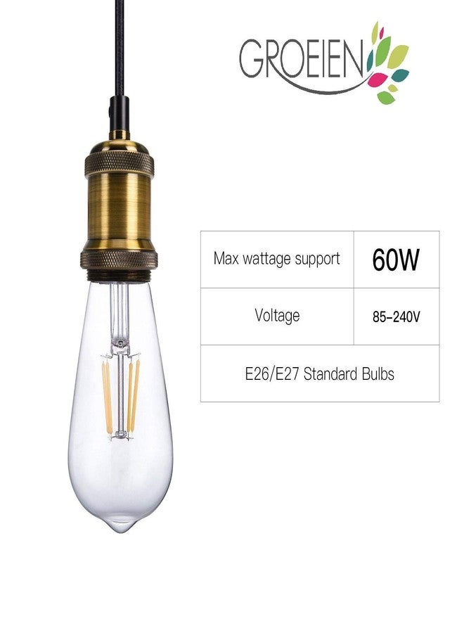 Groeien Vintage Mini Pendant Light Single Socket E26/ E27 Base Woven Fabric Cord Hanging Light Kit for Home Corridor Studio Office (Bulbs are not Included, Black) - Image 2