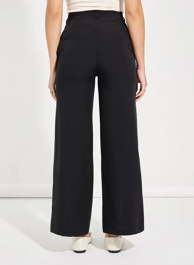 ستايلي Super High Rise Wide Leg Pants with Belt Loops