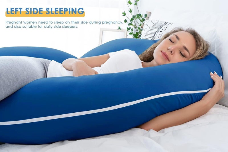 Proliva Pregnancy Pillow for Pregnant Women Maternity Pillow Pregnancy Gifts for Women Pregnancy Sleeping360degree Full Body Neck Breastfeeding with Removable Cover C Shape Blue - Image 5