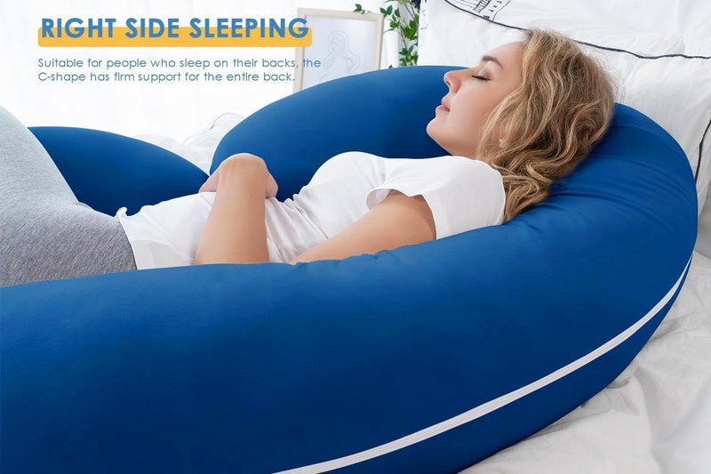 Proliva Pregnancy Pillow for Pregnant Women Maternity Pillow Pregnancy Gifts for Women Pregnancy Sleeping360degree Full Body Neck Breastfeeding with Removable Cover C Shape Blue - Image 4