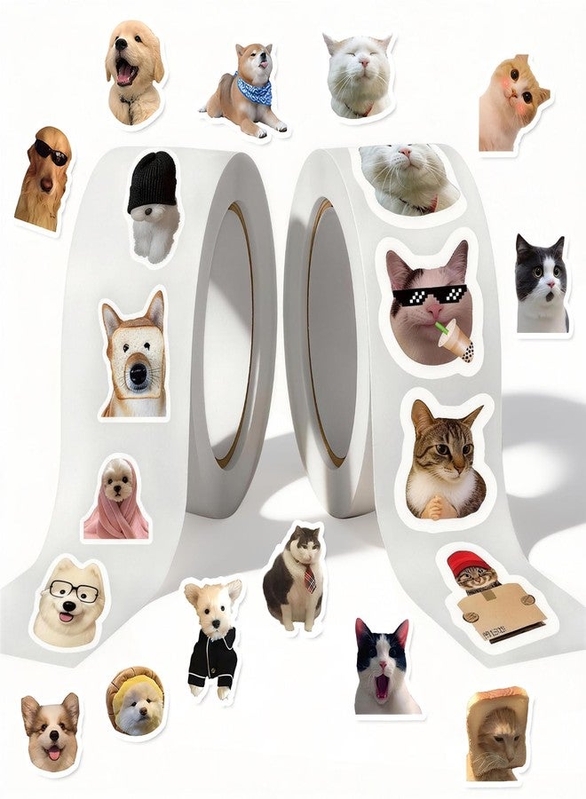 RupeeRise Cat Stickers, Katseye Stickers for Journal, Bonbon Drop Stickers, Two Rolls of Adhesive Decorative Labels with One Thousand Pieces for Crafting and Personal Use, Easy Peel and Stick Application - Image 1
