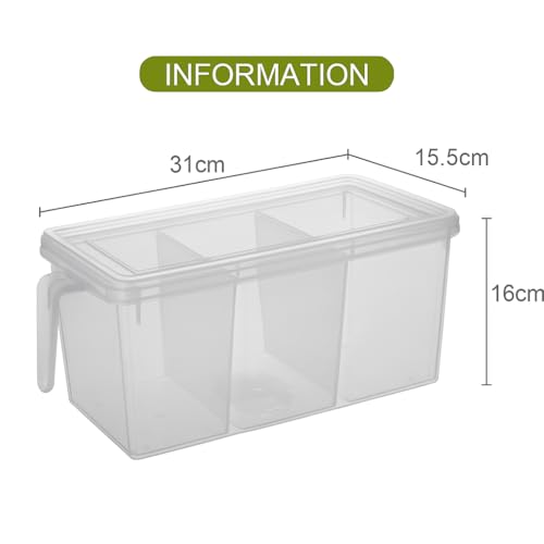 Oblivion Fridge Storage Organizer 3500ml – 3 Compartment Box, Space-Saving Transparent Refrigerator Container for Fruits, Vegetables, Durable Plastic Multipurpose Kitchen Storage (Pack of 1) - Image 4