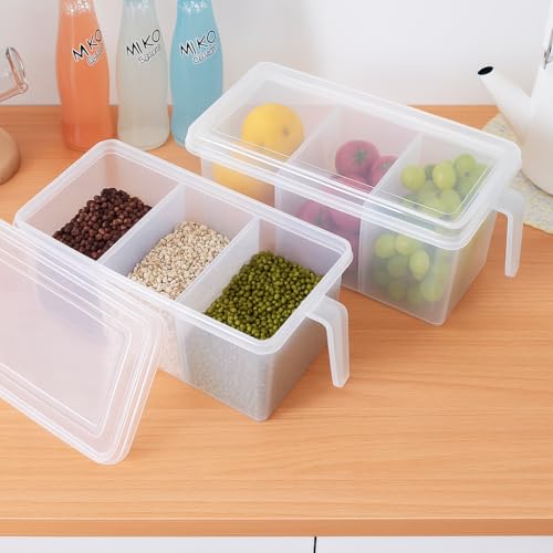 Oblivion Fridge Storage Organizer 3500ml – 3 Compartment Box, Space-Saving Transparent Refrigerator Container for Fruits, Vegetables, Durable Plastic Multipurpose Kitchen Storage (Pack of 1) - Image 3