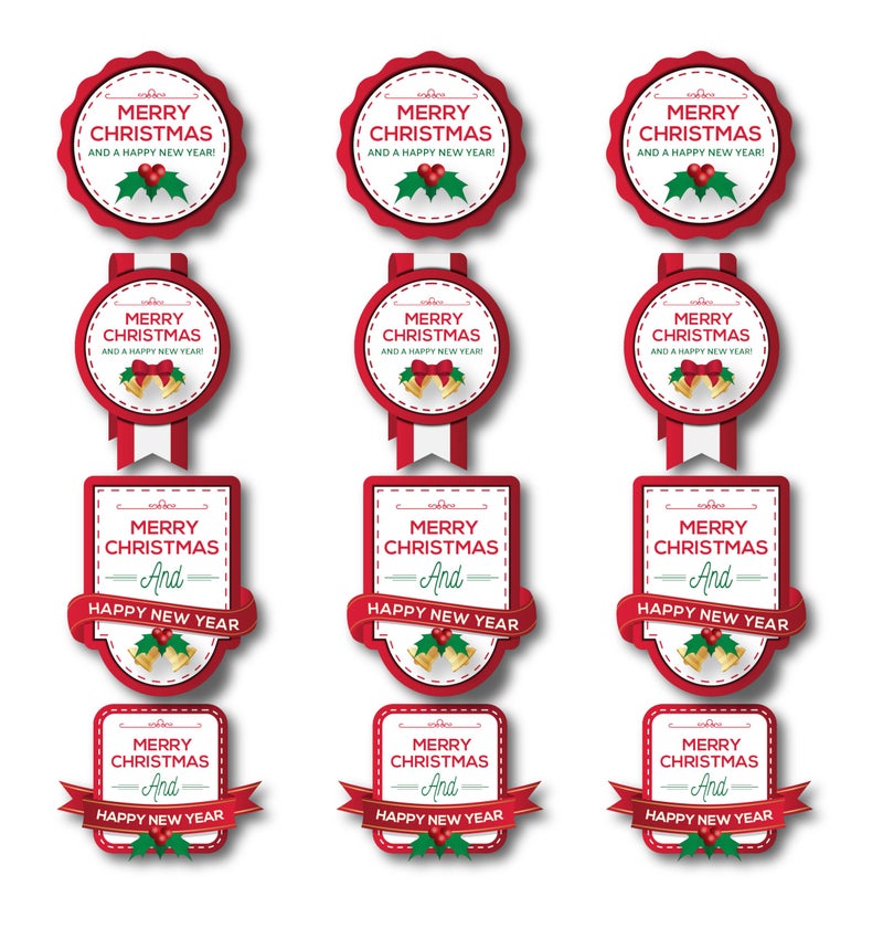 D2C Merry Christmas Gift Wrap Stickers – 4 Festive Designs, Self-Adhesive, Peel & Stick Labels for Wrapping, Cards, Secret Santa, 1.5 x 1.5 inch Pack of 30 - Image 4